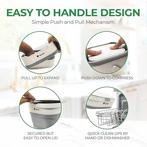 Miniatura 8 de AIRNEX Contenedor de Compost Plegable para Mostrador de Cocina - Contenedor de Compost de Mostrador de 1 Galón con Tapa Hecho de Paja de Trigo -