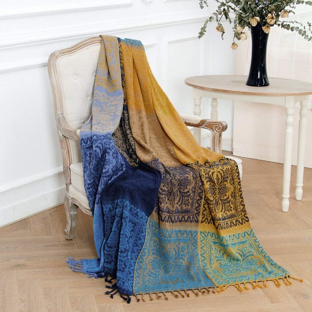 Couverture Tissée 100% Coton Grande Taille - Pour Canapé, Lit, Fauteuil - Motifs Modernes (Damier, Nid D'abeille...)