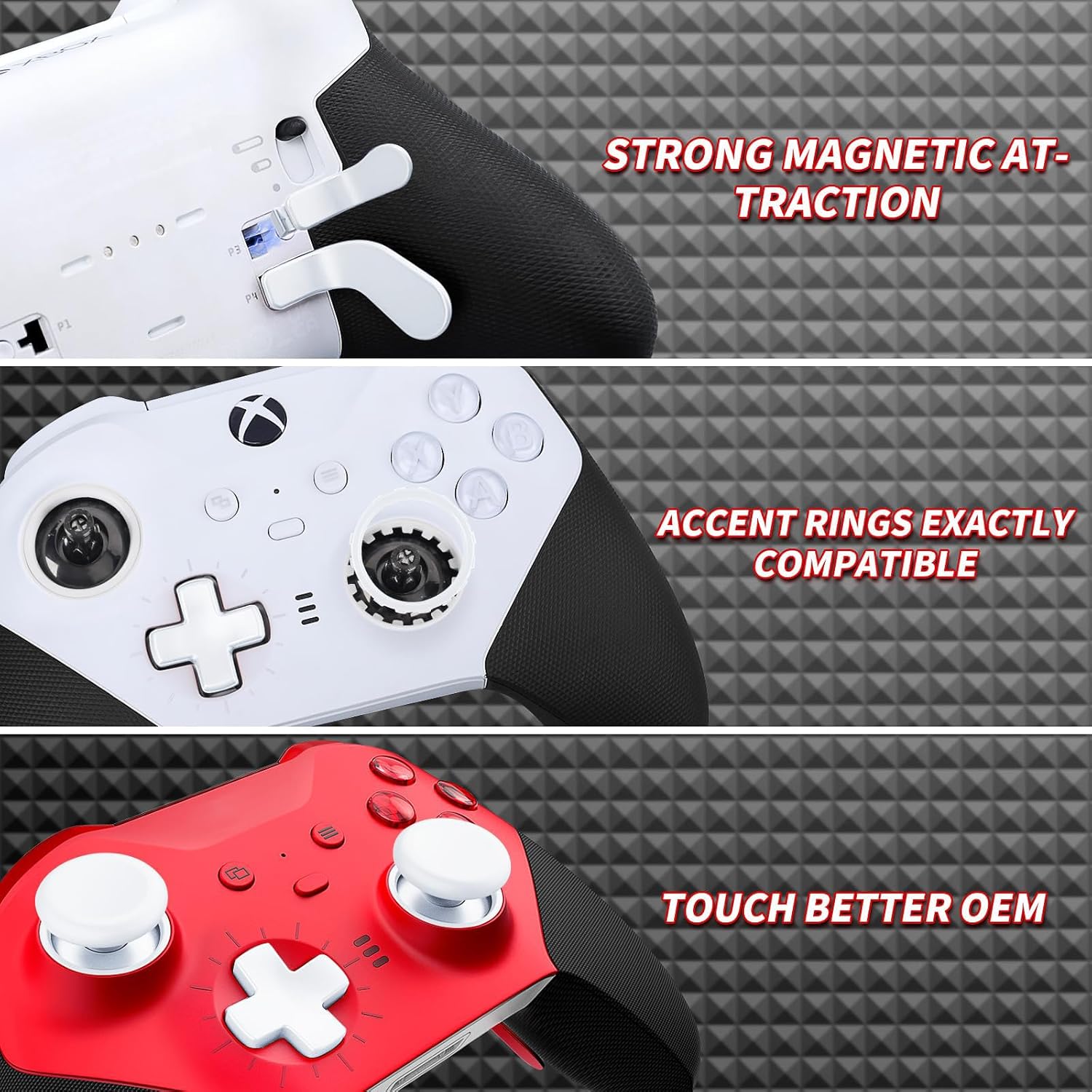 TOMSIN Thumbsticks&Paddles for Xbox Elite 2 Controller,15 In 1 Accessories Pack with Case for Xbox Elite Controller Series 2 Core,6 Metal Thumbsticks,4 Paddles,2 D-pad,Protection Rings (White) - Image 5