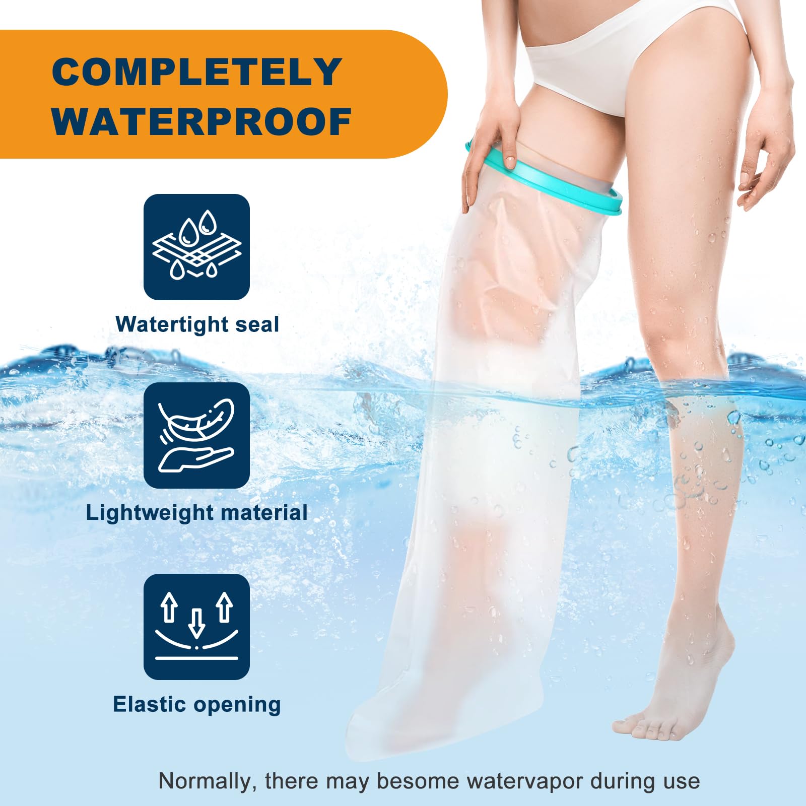 WenYa Adult Leg Cast Cover for Shower, Plaster Cast Waterproof Cover Full Leg with Sealing Ring, Reusable Cast Bandage Shower Protector for Leg Injured Adults Shower - Image 3