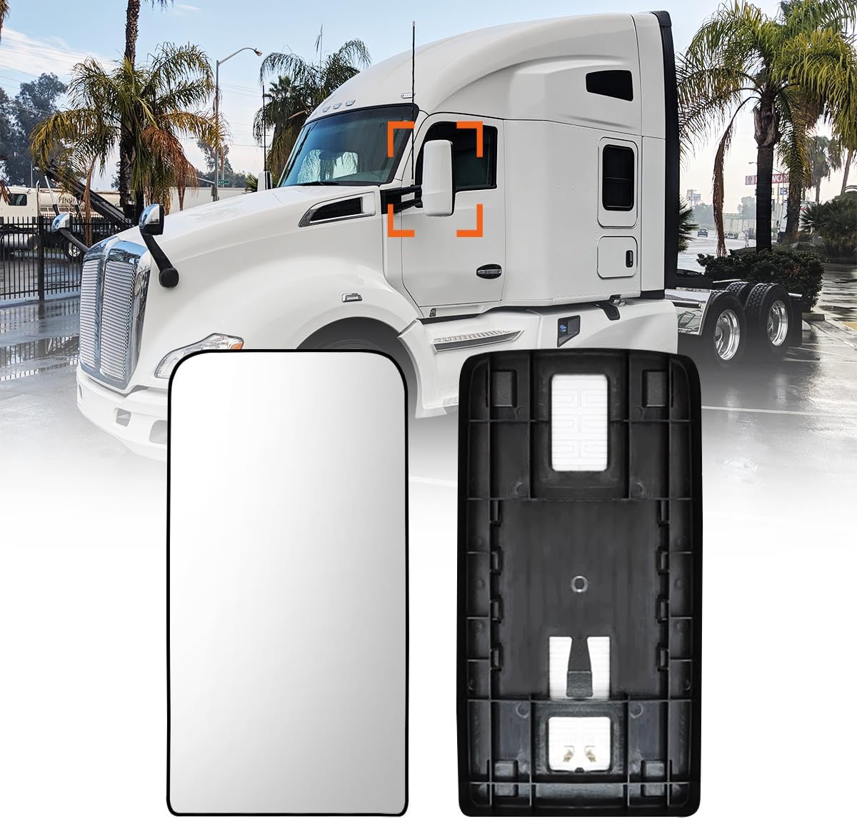 Mirror Glass for Kenworth T680 T880 2013-2019 Mirror Glass Upper Mirror Glass with Defrost Heated for Kenworth T680 Replacement Driver/Left & Passenger/Right Universal Side