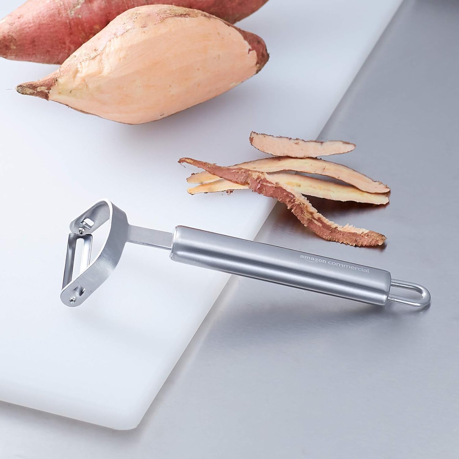 AmazonCommercial Stainless Steel Vegetable Peeler, Horizontal Blade