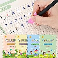 Vista 1 de Reusable Magic Grooved Handwriting Practice Books - Preschool Educational Workbooks for Kids 3-8, Large Writing Practice Books (4-Book Set)