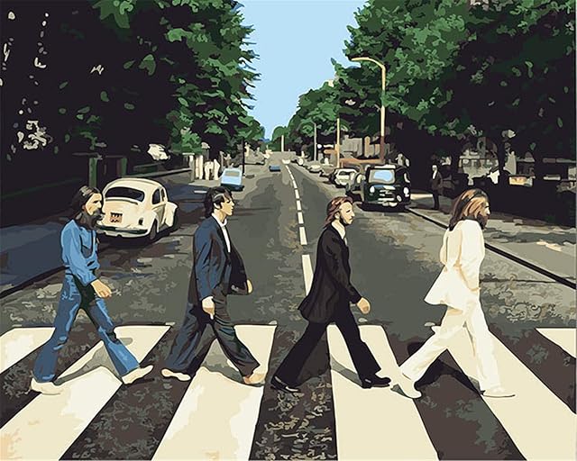 CaptainCrafts Paint by Numbers Kits Adults Beginners, DIY Oil Painting by Number Set with Brush and Acrylic Pigment Street View The Beatles Band for Gifts Home Wall Decor 16x20 inch (Frameless)