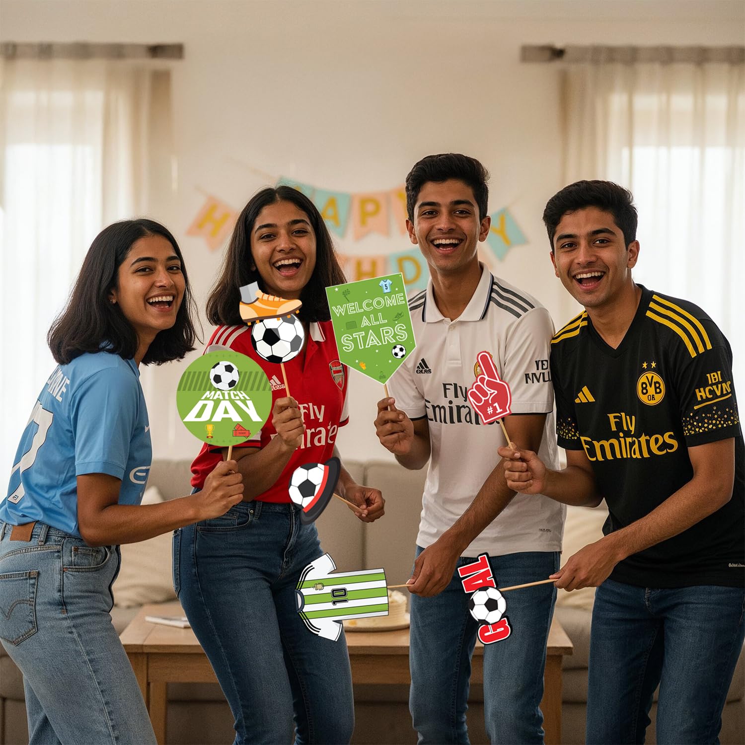 Party Propz Football Theme Photo Booth Props - 21 Pcs, Football Theme Cutouts with Sticks, Birthday Props, Baby Photoshoot Props| Perfect for Sporty Events, Photo Fun Setup(Cardstock) 3