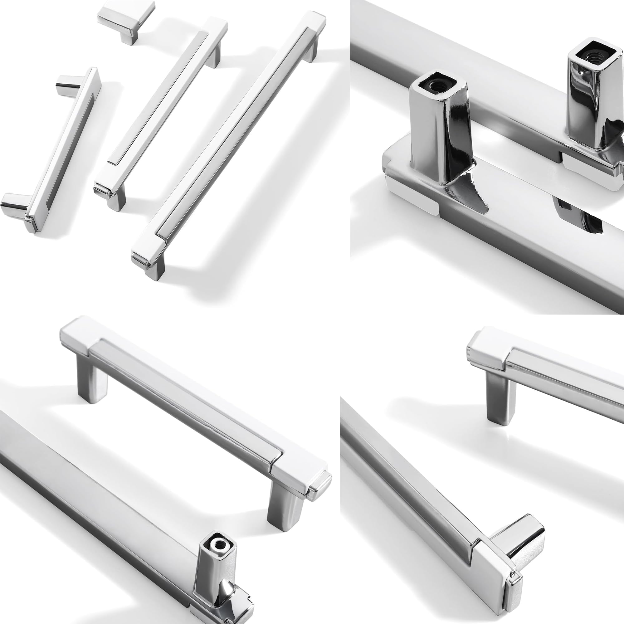 SYZOW 6 Pack Cabinet Handles Kitchen Cabinet Knobs Silvery White Cabinets Pulls for Dresser Drawer Bathroom Bedroom Furniture Hardware 128MM - Image 3
