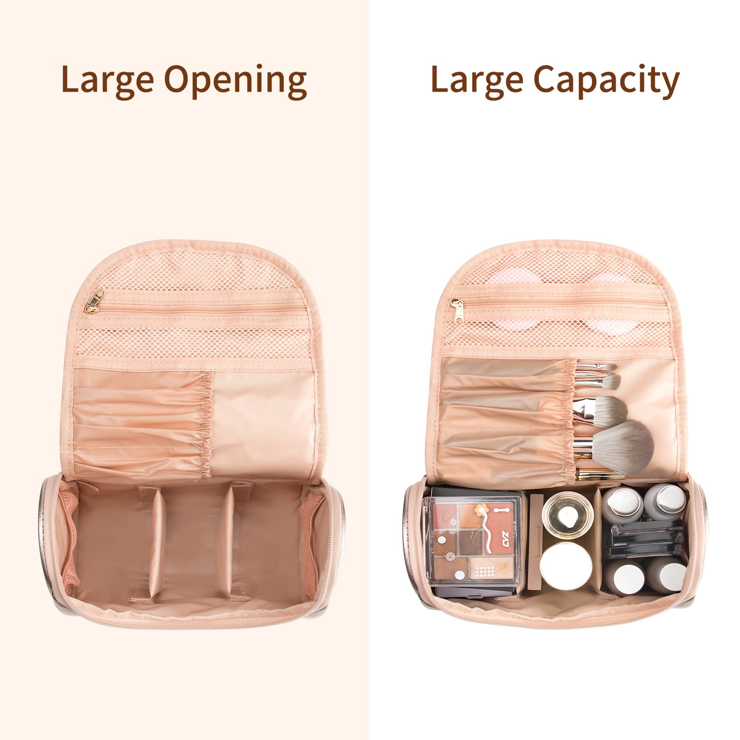 Ethereal Travel Makeup Bag, Rose Gold Makeup Bag for Women Portable Makeup Organizer Bag Large Capacity Toiletry Bag for Travel Accessories - Image 3