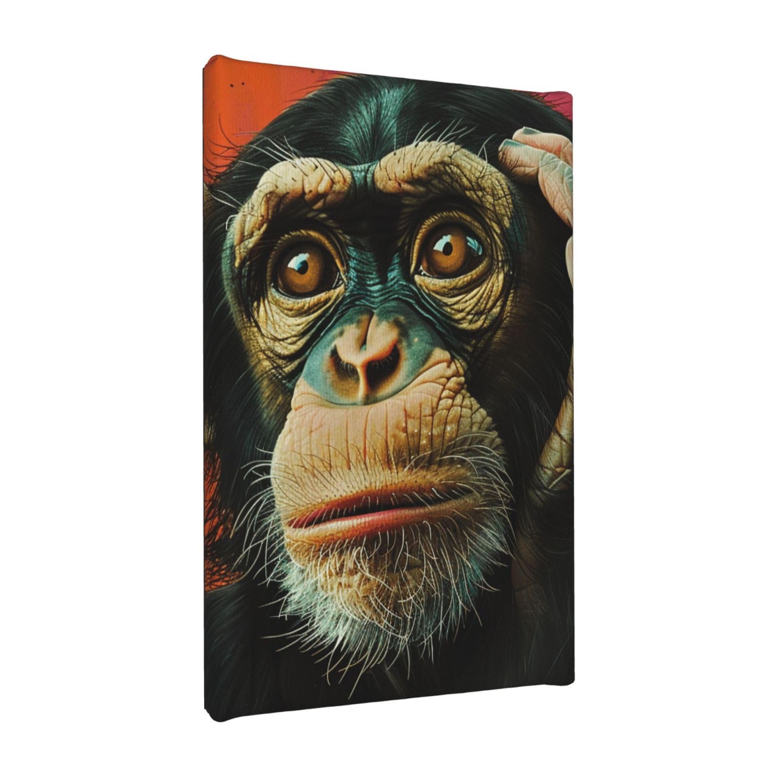 Ykljg Monkey Printed Wall Art Canvas Painting 20X30 Cm Wooden Framed Picture Painting Artwork Prints For Bedroom Kitchen Home Office Decor