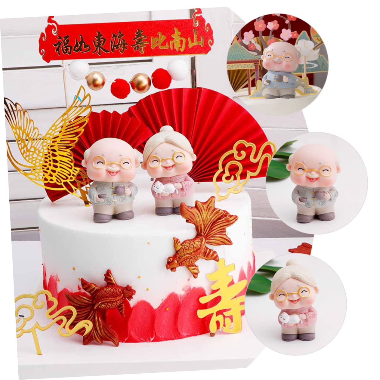 Cabilock 10 Pièces décoration de gâteau d'anniversaire décoration de Mariage décorations de Mariage vyndil Home Decor Ornement de Figurines de Couple de Personnes âgées Aimer la Statue âgée