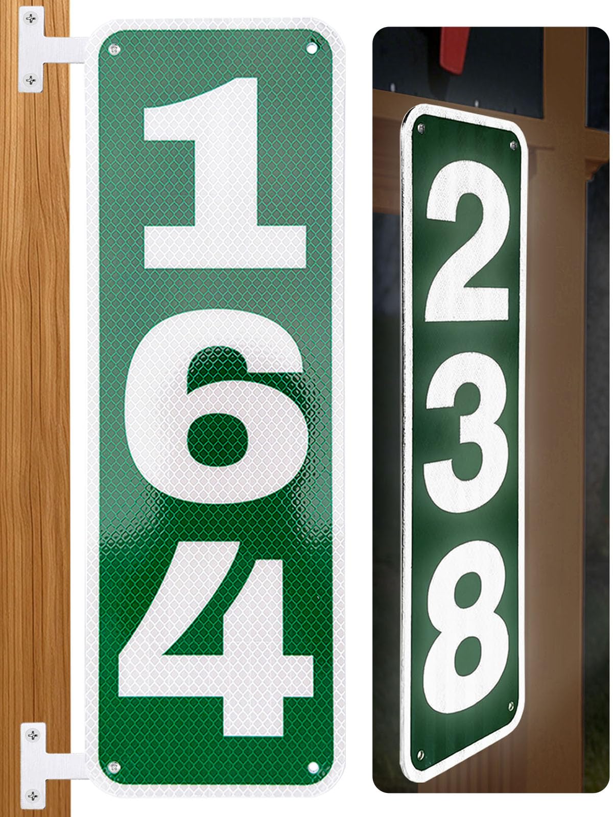 Reflective House Numbers Address sign - Rustproof Metal Signs for Outside