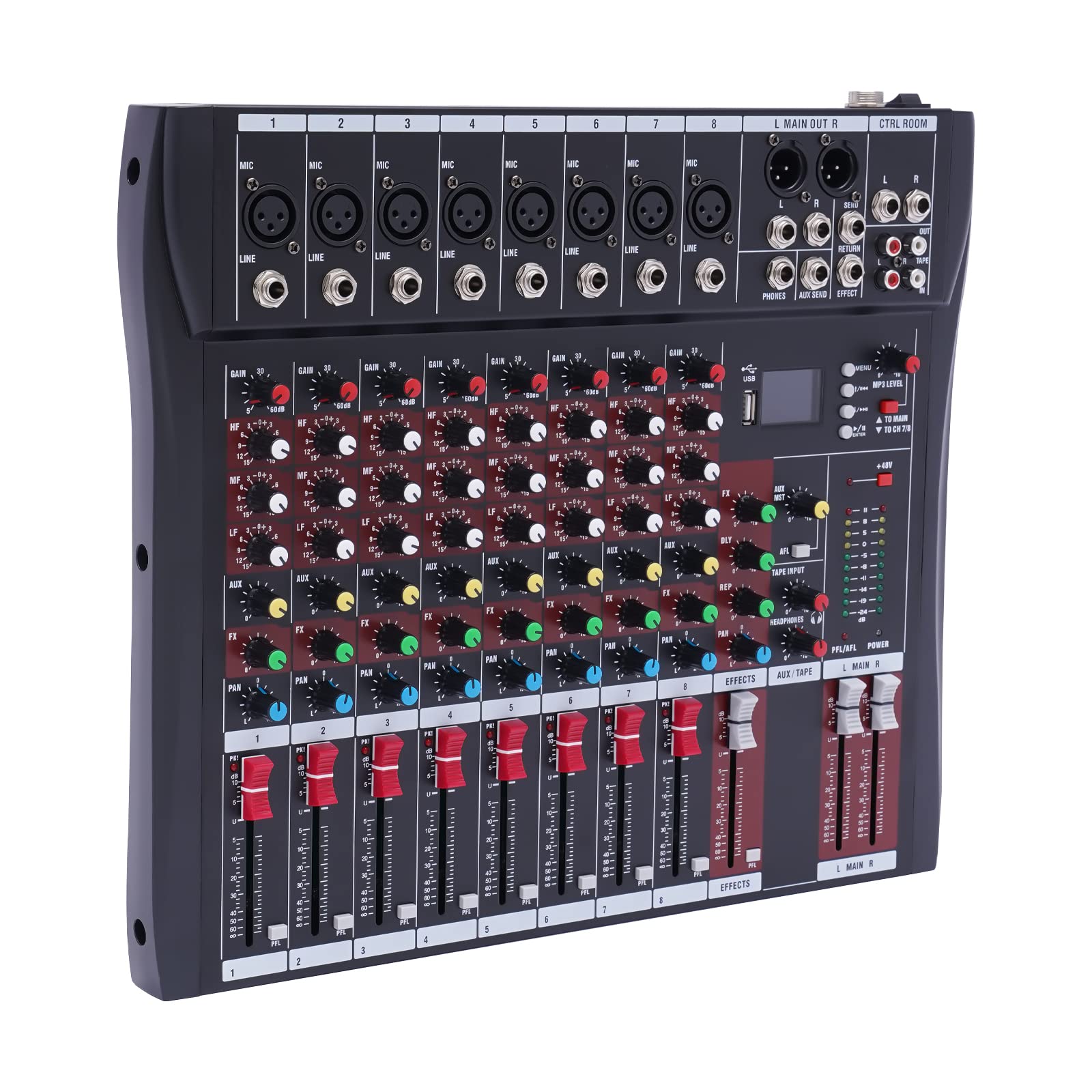 Audio Mischpult 8 Kanal Mixer mit Verstärker – Bluetooth & USB – Ideal für Heim-KTV, Konferenzen, Bars & Live-Auftritte – Professionelle Tonqualität für Studioräume und Bühnen