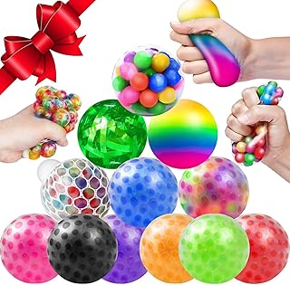 Hapitoys Sensory Stress Balls Set Fidget Toys, Squishy Stress Relief Ball, 12 Pack Squeeze Ball Toys for Adults Kids Autism Hyperactivity, Stress Relieve, Increase Entertainment