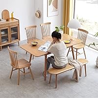 Vista 7 de LLS Banco de madera para interiores, banco de comedor de madera maciza para comedor, entrada, dormitorio, banco de cocina de roble de 39.37