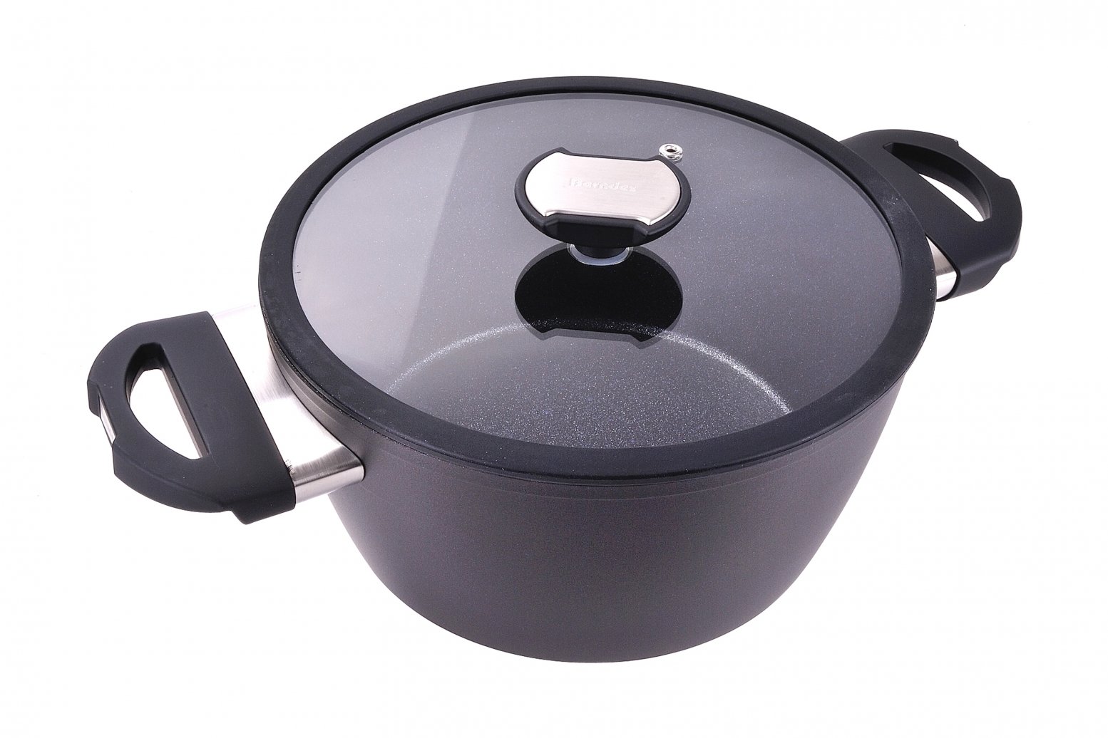 Berndes Balance Induction Enduro Kochtopf 24 cm Casseruola con Coperchio, 4.5 Litri, Alluminio Forgiato, Nero