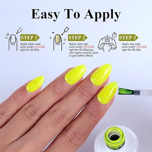 Miniatura 5 de Imtiti - Esmalte de uñas en gel neón, 0.5 fl oz, amarillo neón, con LED UV, kit de manicura para principiantes, para arte en uñas, para salón o uso