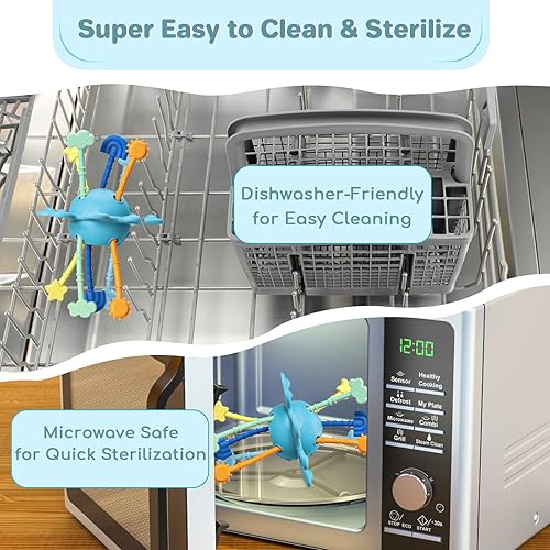 Miniatura 7 de TinyHalo Juguete Montessori de silicona para bebés y niños pequeños, juguete sensorial de cuerdas para tirar, juguete de silicona de grado