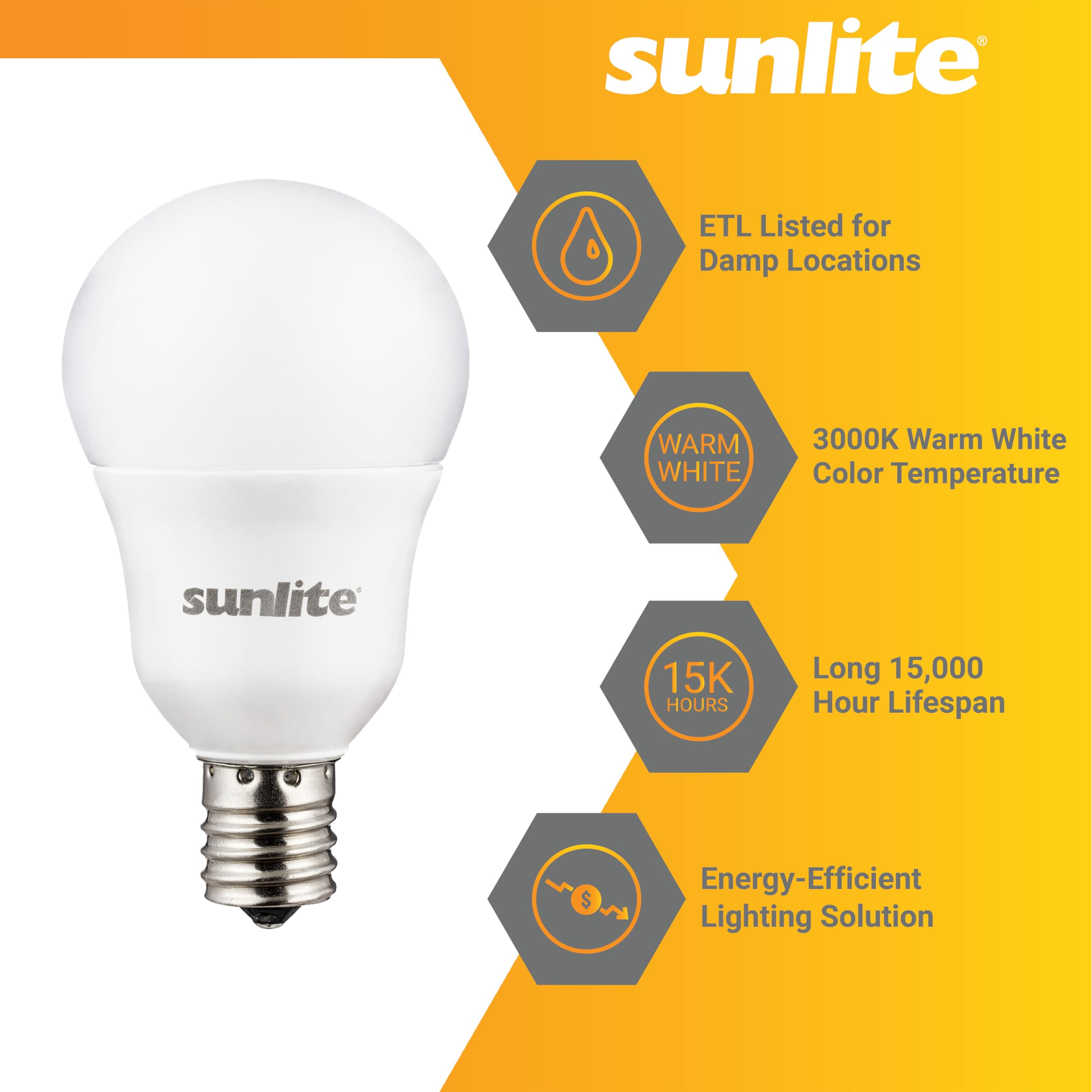 Sunlite 80335 LED A15 Light Bulb 6 Watts 40W Equivalent Intermediate Base E17 480 Lumens Dimmable Frosted Finish — view 3