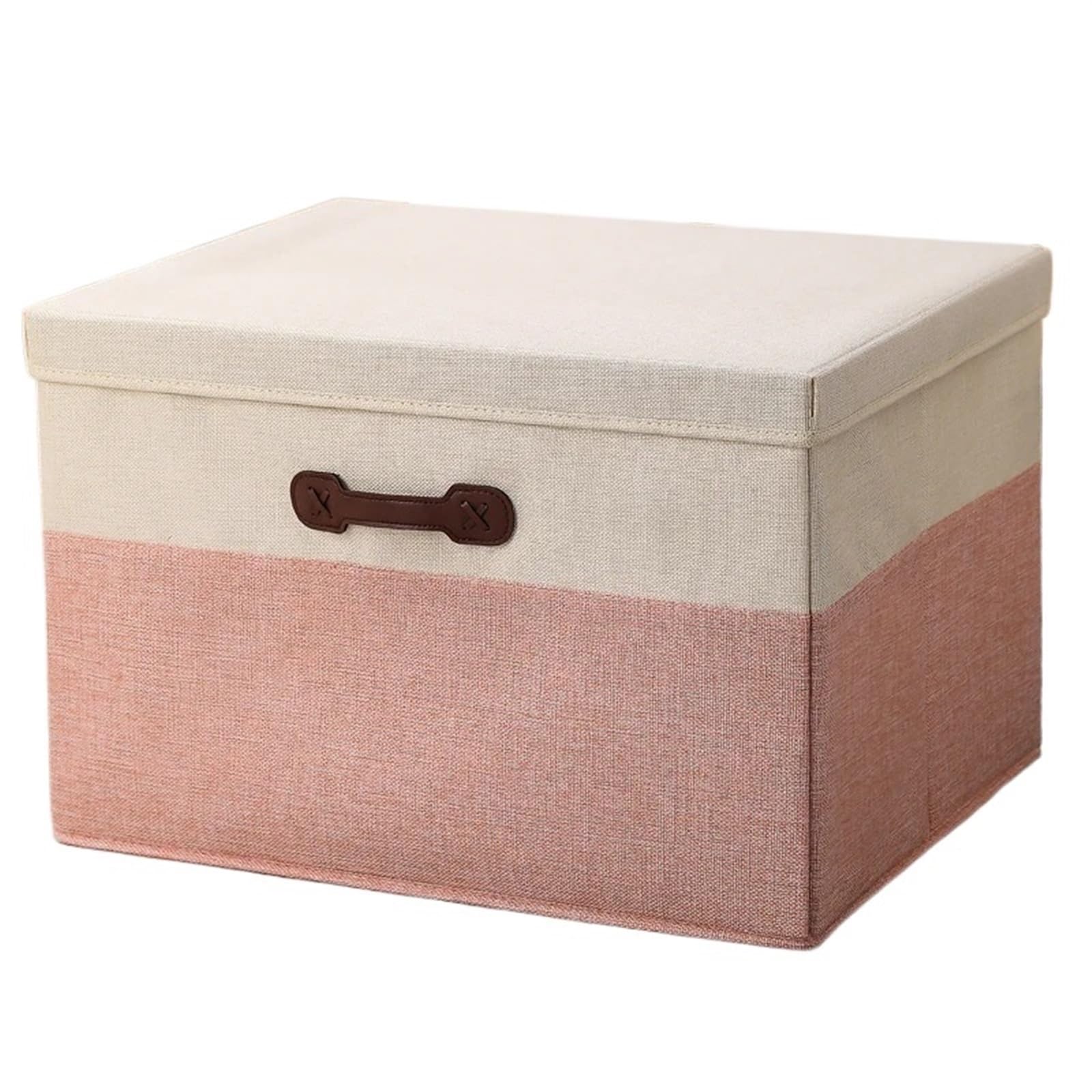 CGUOHU Linen Folding Storage Box With Lid Closet Drawer Clothes Sundries Quilts Organizer Laundry Basket For Wardrobe Storage(Pink style3,18L(35 28 18cm))
