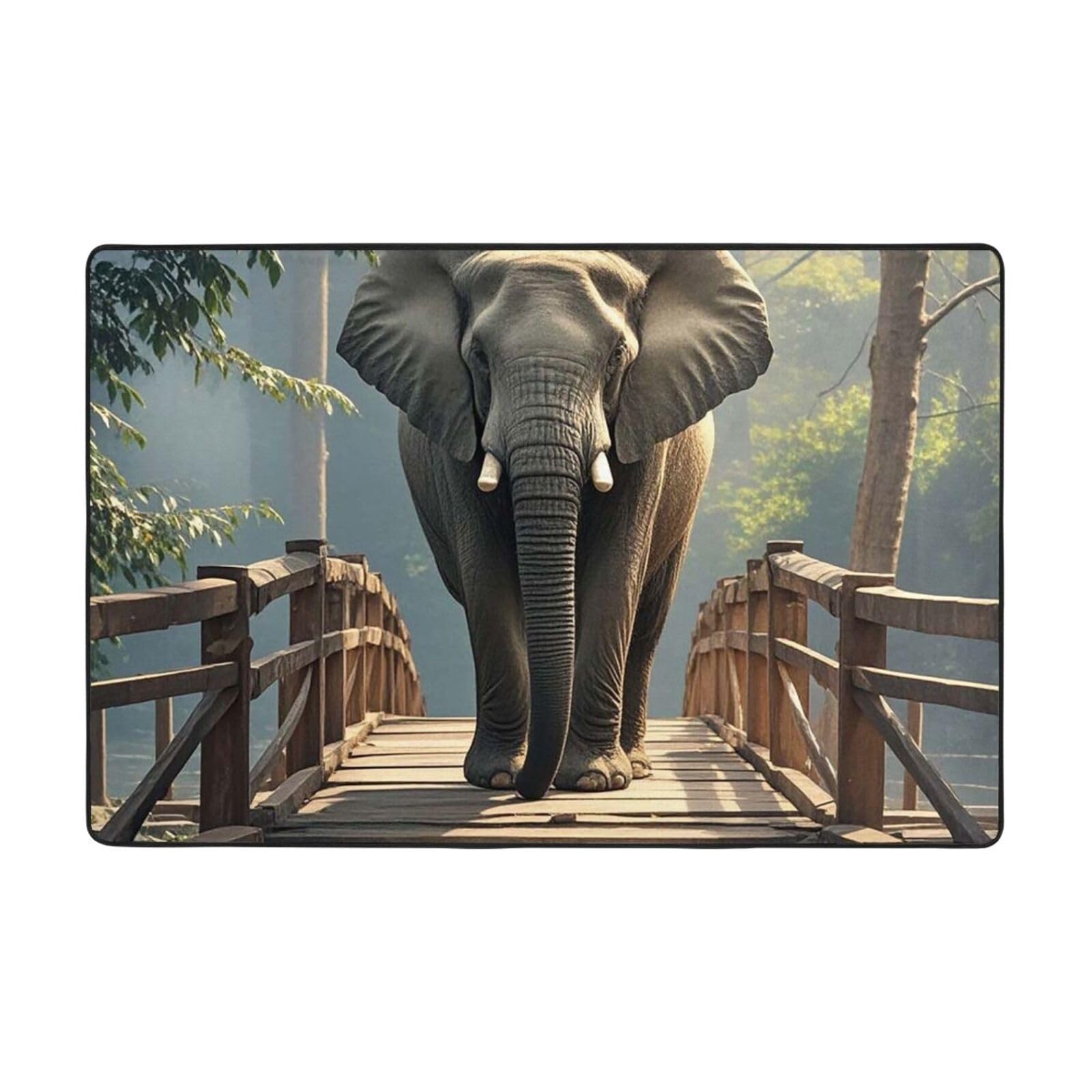 Tapis vintage antidérapant avec motif éléphant pour sécuriser et embellir votre entrée