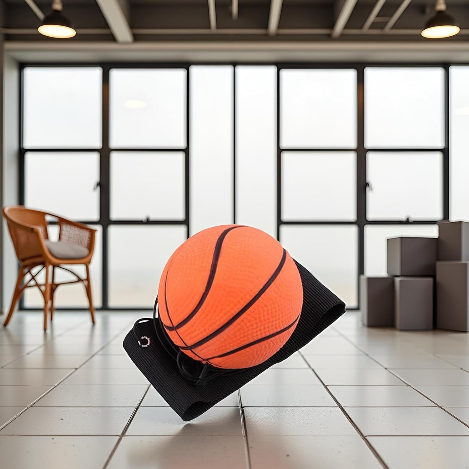 Ballon de basket-ball de poignet de rebond de 6,9 cm - Balles de rebond en caoutchouc sur cordon élastique pour exercices du poignet ou vitesse de jeu