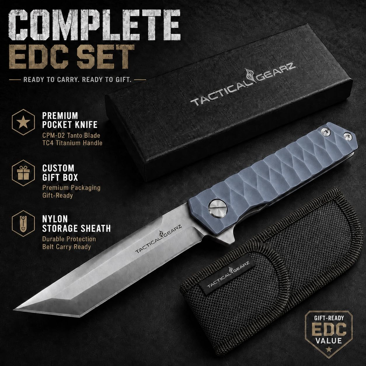 タクティカルジッテ Amazon.com : TACTICAL GEARZ Titanium Pocket Folding Knife for EDC