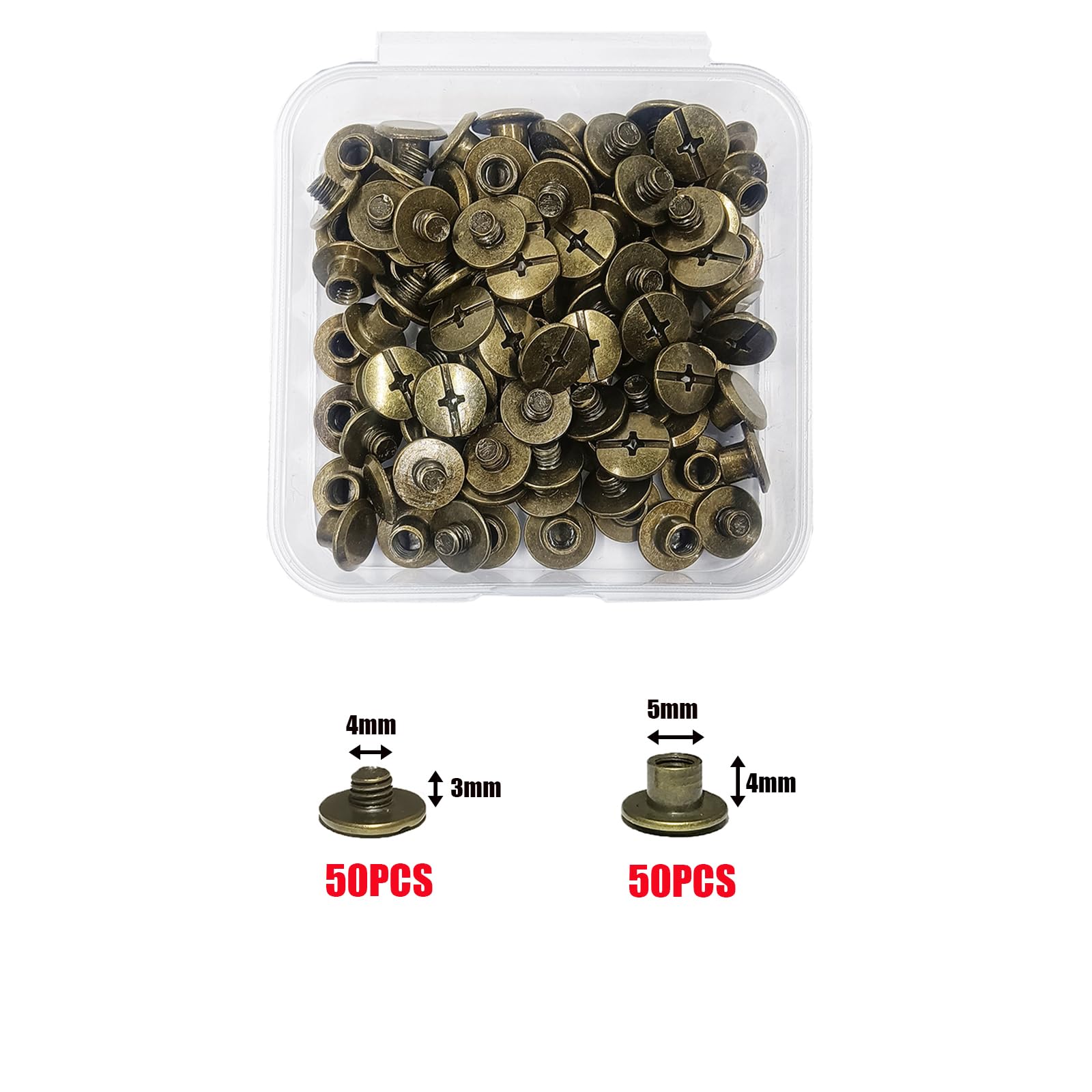 JXPXJMY 50 PCS Chicago Screw Set, Carbon Steel Binding Rivets for Books Leather Ledgers Travel Cases (Bronze, M5*4) - Image 2