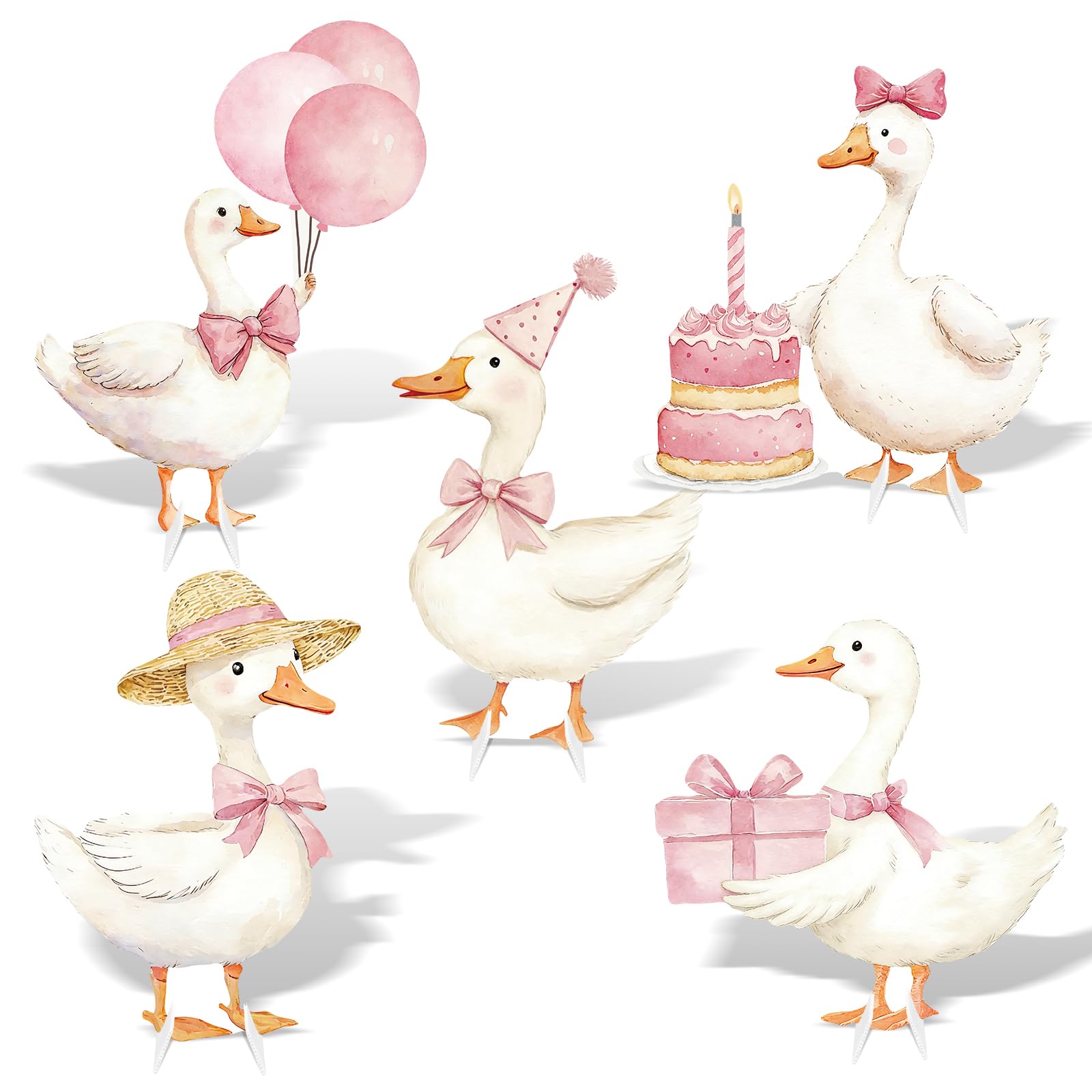 Photo 1 of LawnIdyll Silly Goose Yard Signs - Pink, 5-Piece Set