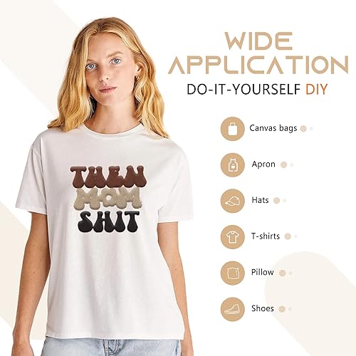 Miniatura 6 de Tintnut Rollo de vinilo de transferencia de calor de 10 pulgadas x 6 pies, rollo de vinilo HTV 3D, rollo de vinilo de transferencia de calor, rollo