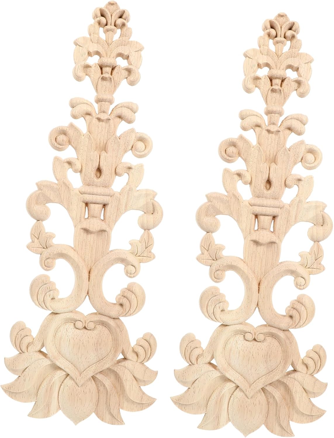 SOLUSTRE 2pcs Elegant Carved Onlay Applique for Home Decor Decorative Furniture Accent for Cabinets Mirrors and Walls Natural Design Easy to Install