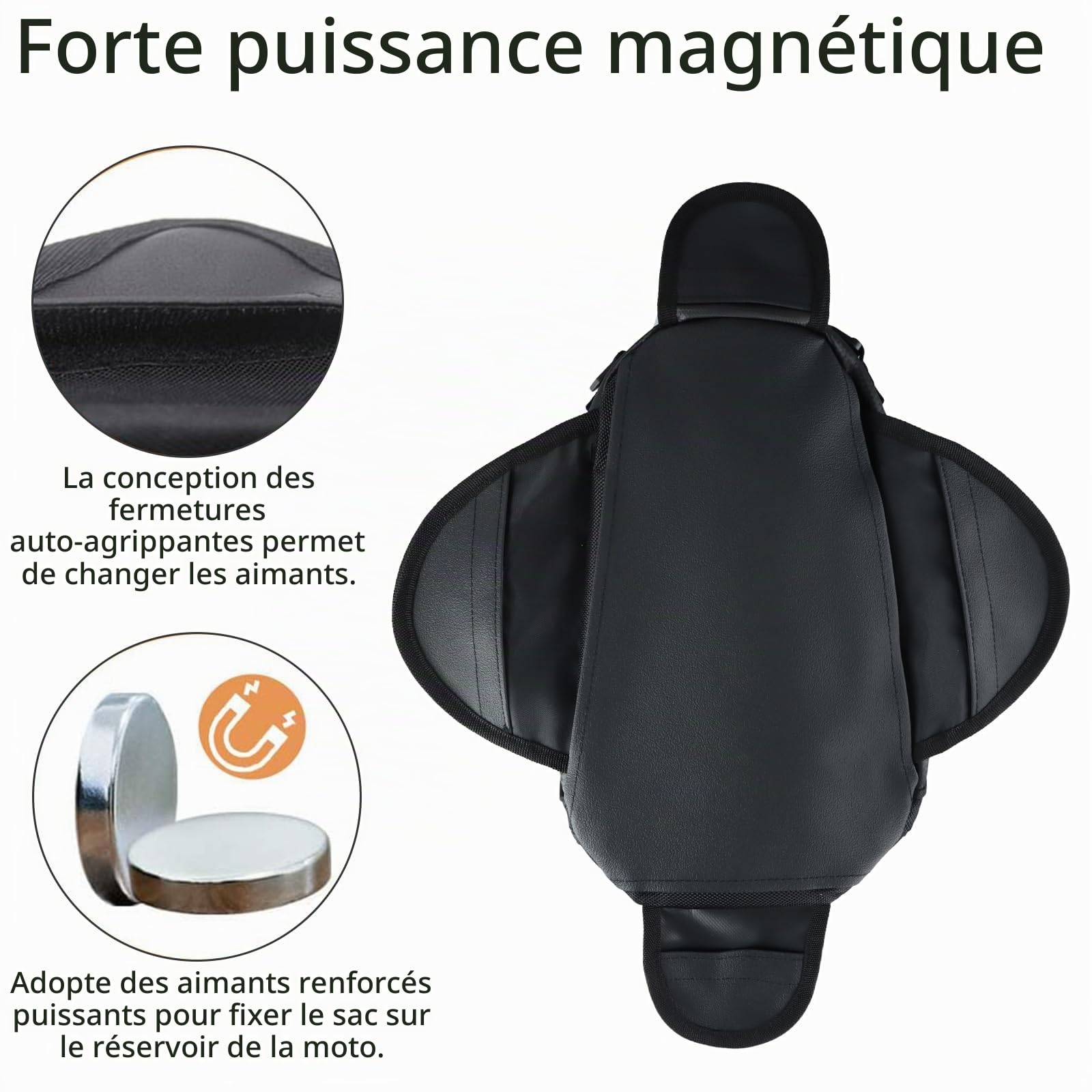 Sacoche de Réservoir Moto en Oxford Magnétique avec Grande Fenêtre