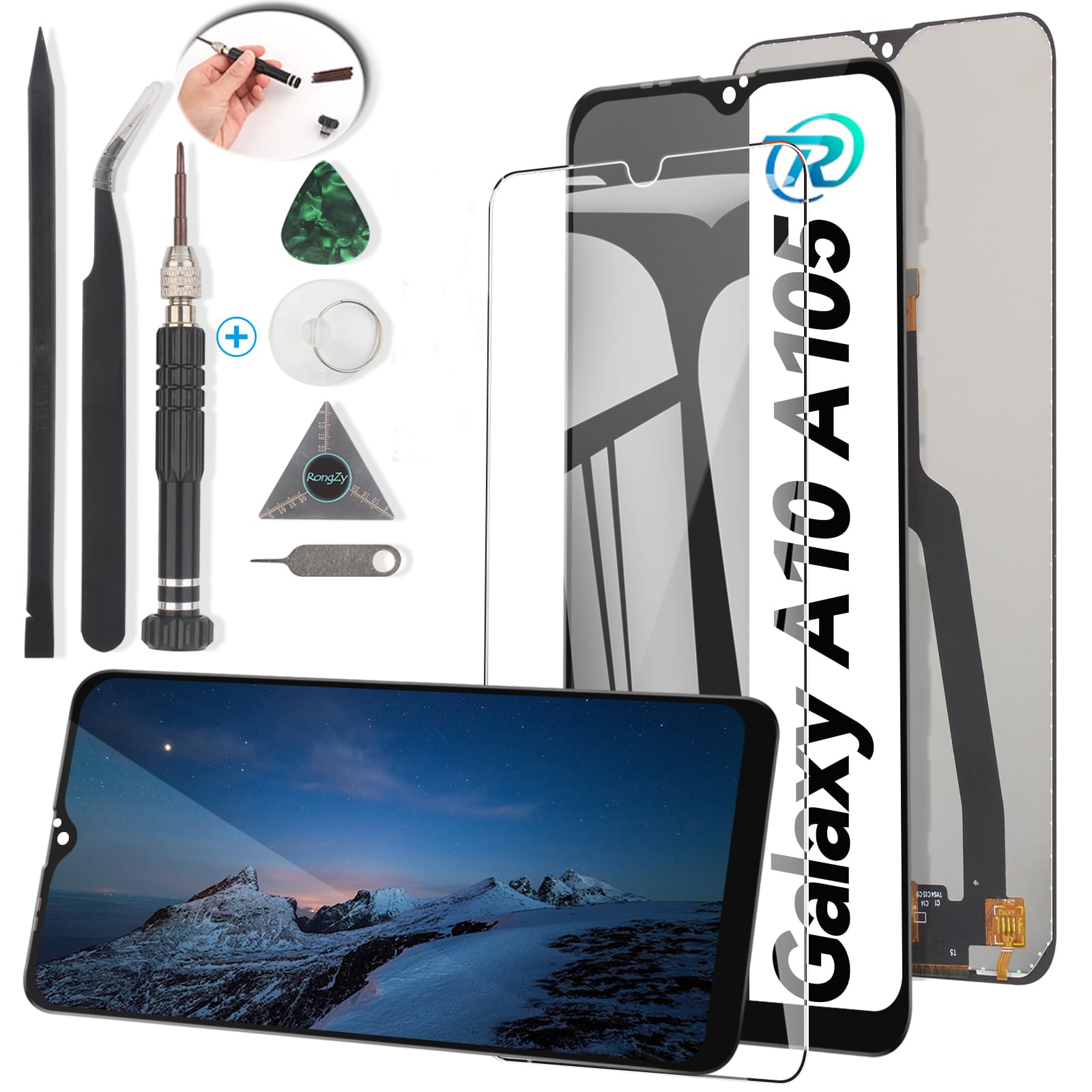 RongZy Display for Samsung Galaxy A10 A105F LCD Screen Replacement Touch Display Digitizer Assembly for Samsung Galaxy A10 with Kit(Black)
