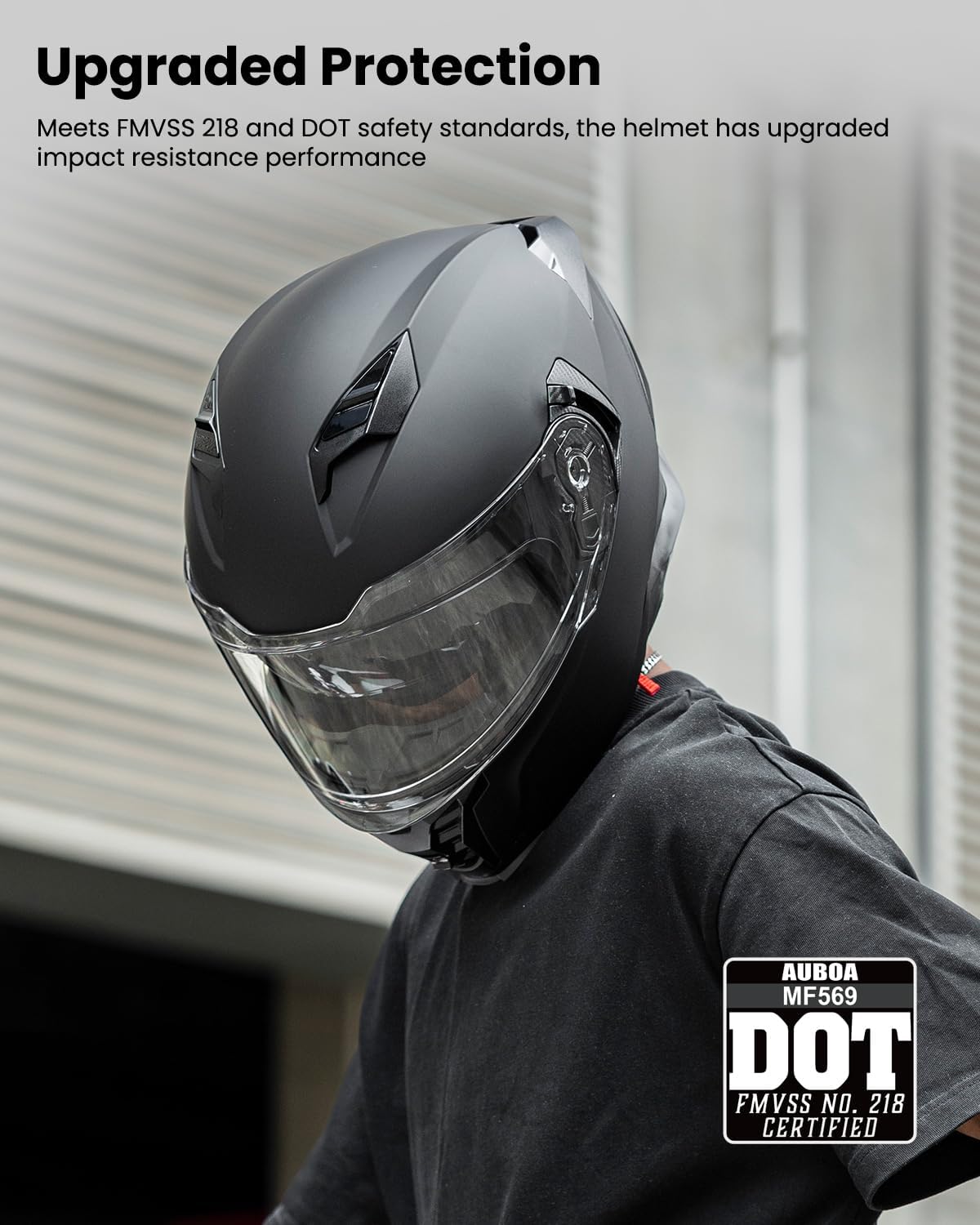 Motorcycle Helmet Full Face with Dual Visor Motorbike Street Bike Racing DOT for Adults Men Women Model MF569 (Matte Black, L) - Image 3