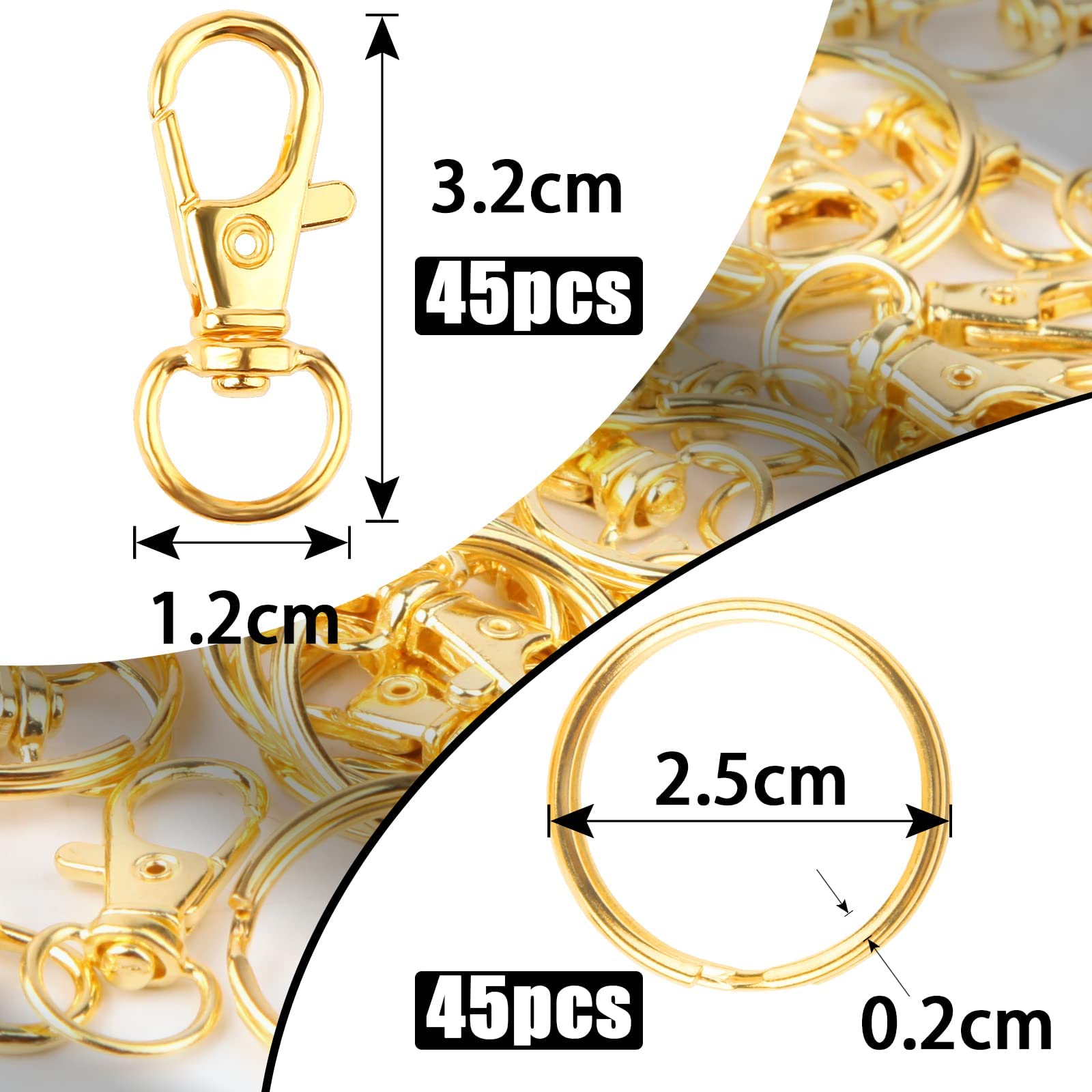 Fermagli Artiglio, Gancio Girevole, Portachiavi, 4 Pezzi KC Aragosta Placcata Oro Girevole Fermaglio E Portachiavi, Artiglio Di Aragosta - 69x30mm - Italia - Foto 5