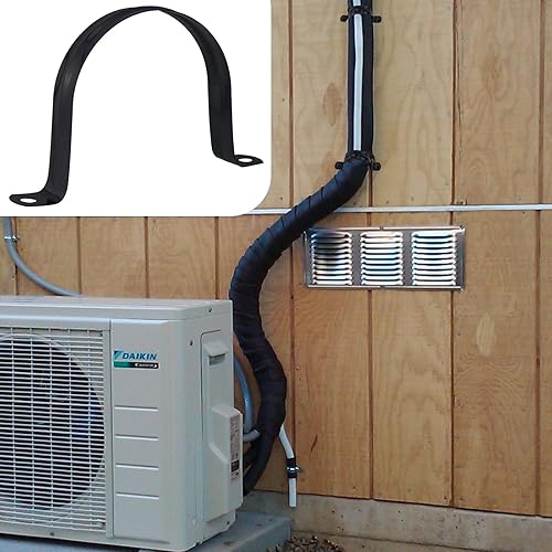 Miniatura 5 de 10 abrazaderas rígidas de acero inoxidable M50 304, correa de tubo de conducto de metal negro de 2 agujeros, soporte en U con tornillos, clip de