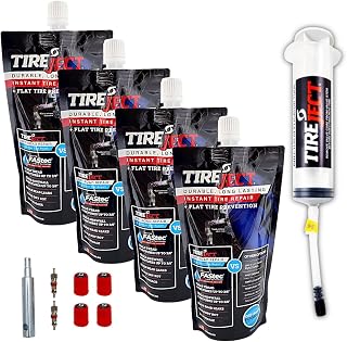 TireJect Off-Road Tubeless Tire Sealant Kit: Fix a Flat Tire & Prevent Flat Tires, Seal Punctures Leaks Dry Rot Thorns Nails Screws, tire Repair Slime, Puncture tire Sealer (40oz, 4-Tire Value Pack)