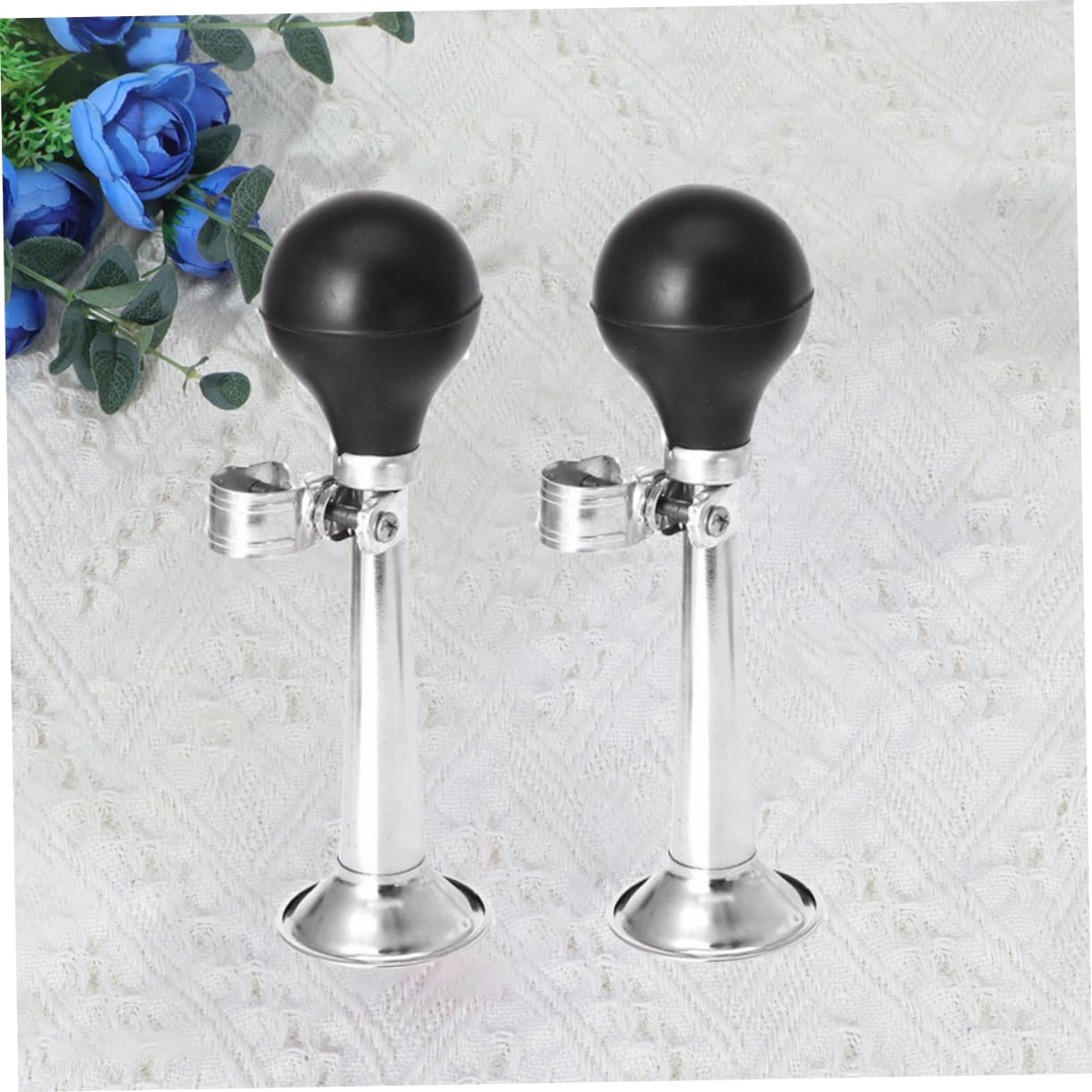 GANAZONO 2PCS Loud Mountain Bike Air Horn Durable Iron Handlebar Trumpet for Bicycles and Scooters Reliable Safety Alarm Plating Finish Black