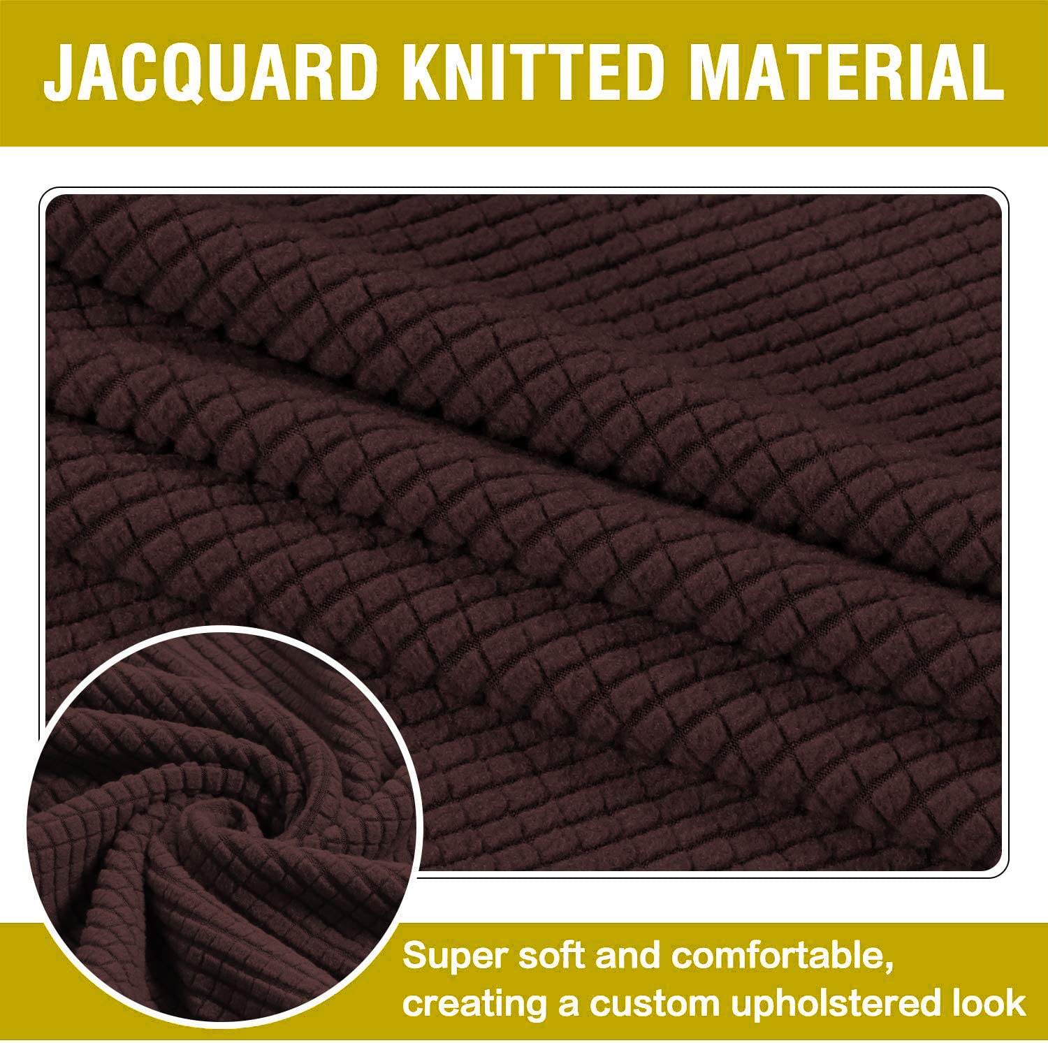 Copri Pouf Elasticizzato Jacquard | Morbido E Lavabile | Taglia L | Marrone Scuro - Foto 8