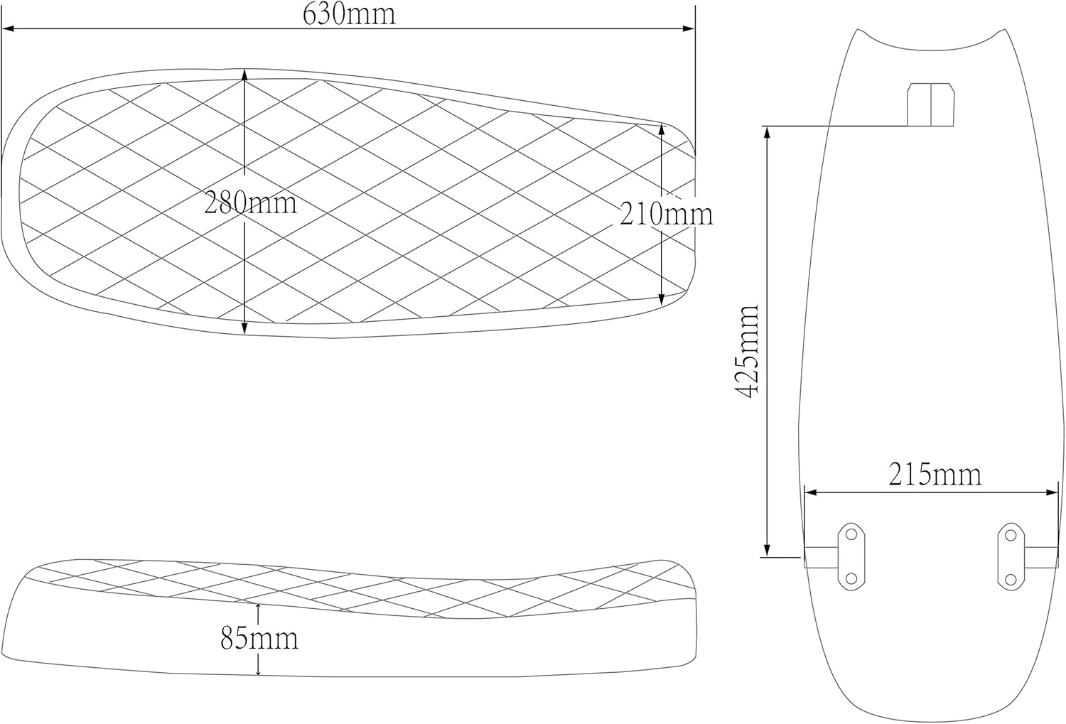 64cm 汎用 ヴィンテージ バイククッション カフェレーサーシート リフィットバイクシート カバーシェル リアテールライト