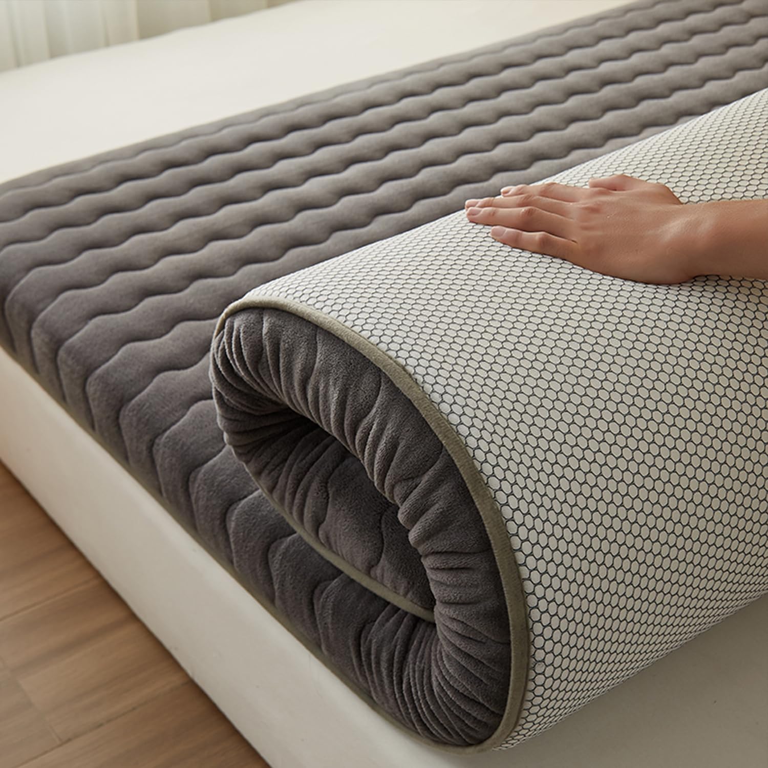 Japanische Bodenmatratze,Futon-Matratze Faltbar,Aufrollbare Isomatte Für Camping Im Schlafsaal,Verdickte Tatami-Matte,Tragbares Bodenliegebett Für Kinder,Shikibuton,White 4cm,110x190cm
