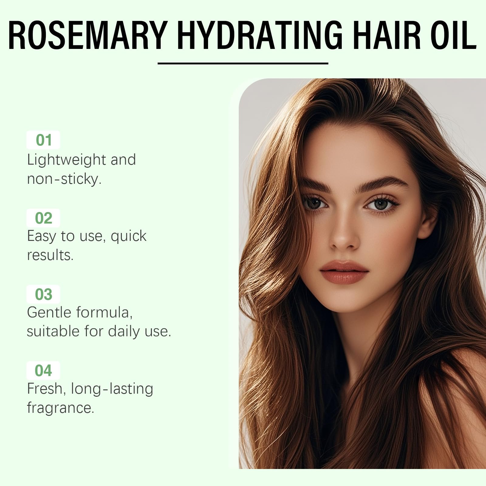 Olio per capelli multiuso al rosmarino, formula leggera non grassa, nutrimento notturno, formula sicura per tutti i tipi di capelli, cura di sé semplificata (6pcs)