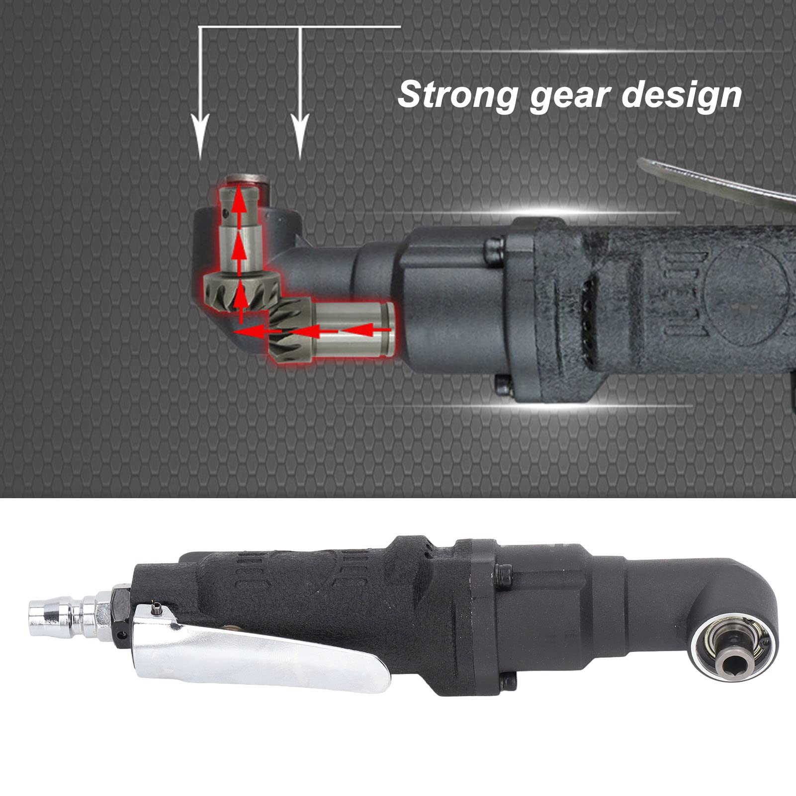 90-Grad-Pneumatikschrauber, rechtwinkliger Luftschrauber, umschaltbarer legierter Stahl, integrierter 1/4-Zoll-Pneumatikschrauber mit 2 Bits für Möbelreparatur und Montage (Japanischer Stil)