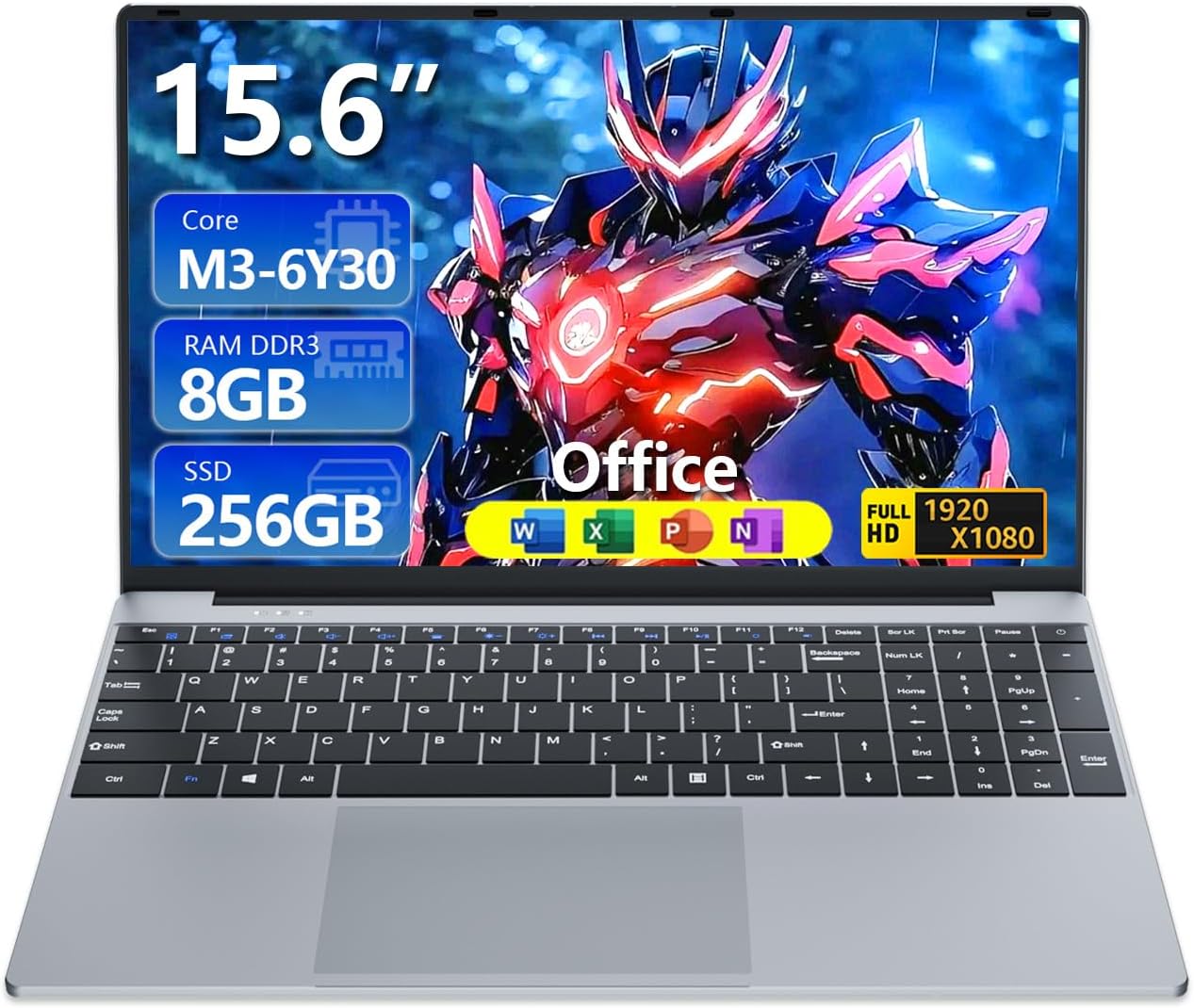 DUNHOO 15.6 inch Laptop with Core M3-6Y30 Processor Laptop Computer 8GB RAM 256GB SSD, 180°Open Lap Top, FHD 1920 * 1080, WiFi5, BT4.2, USB3.0, Mini HDMI, Laptop for Business Office Student