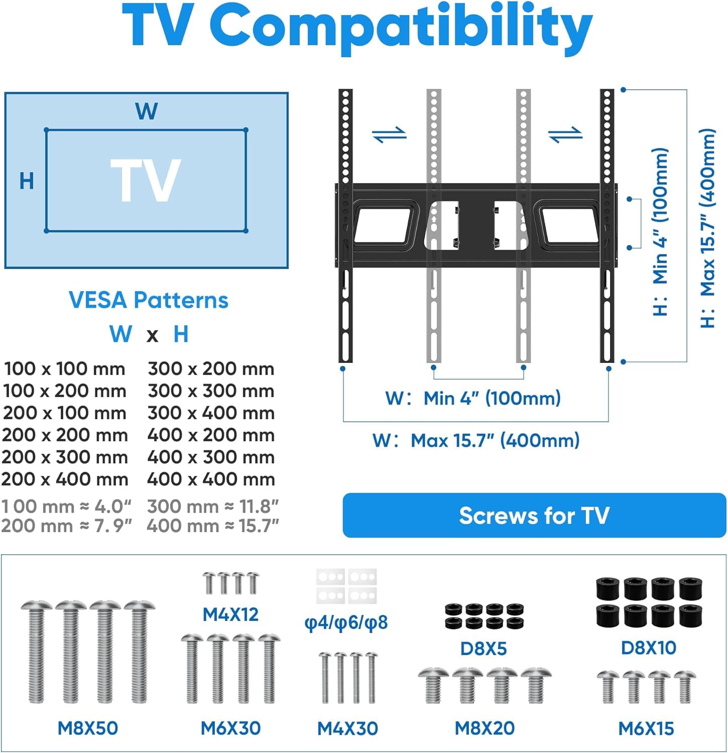 FORGING MOUNT Soporte TV Ruedas para TVs Planos y Curvos de 23-60 Pulgadas, Soporte TV Pie con Ruedas Móvil con Inclinación y Estante para Medios, hasta 45 kg, Máx. VESA 400x400mm
