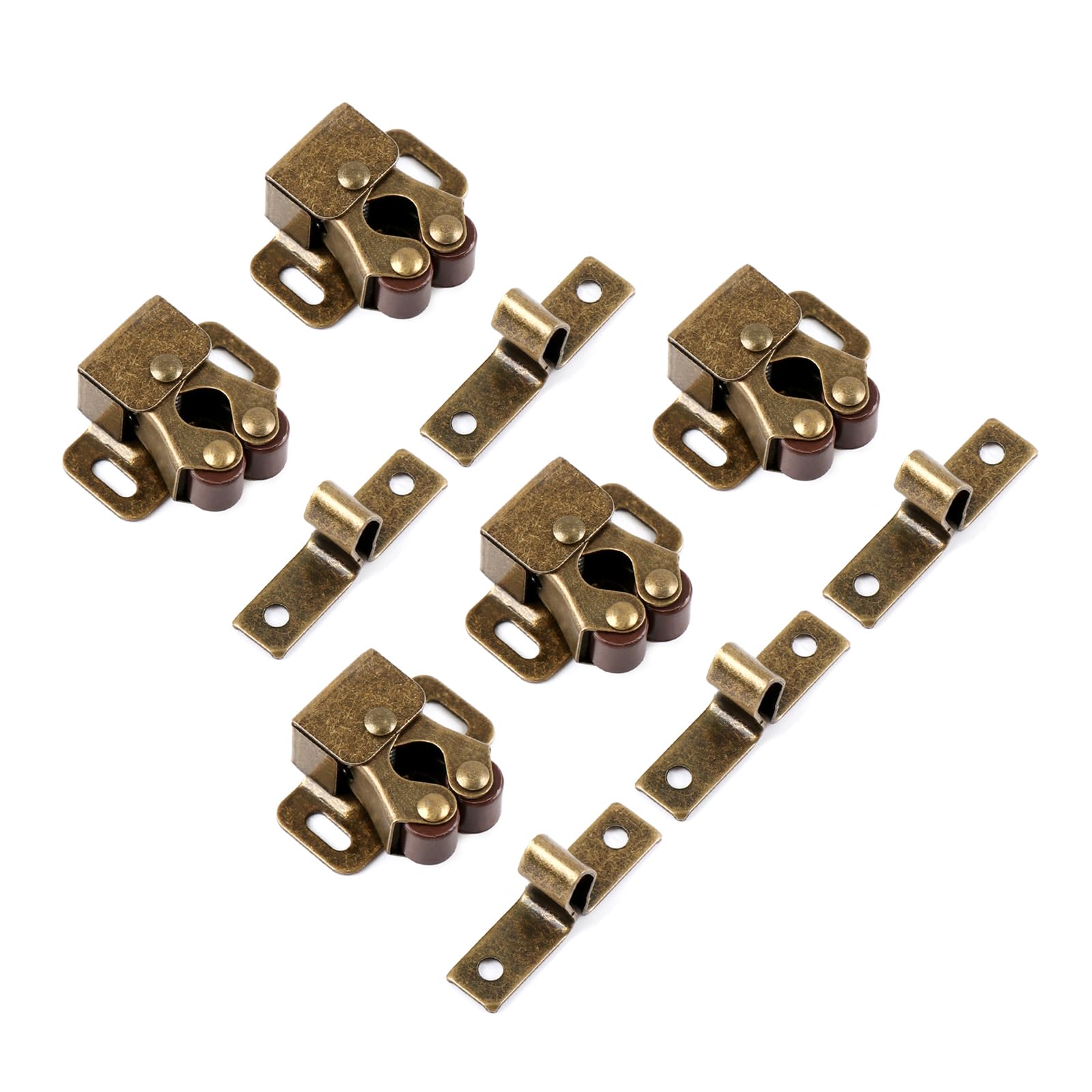 Tertioi Brown (Bronze) 5 Pcs Door Catch Double Roller Closet Catch With Screws Cupboard Cabinet Door Catch Home Furniture Home Furniture Cabinet Cupboard