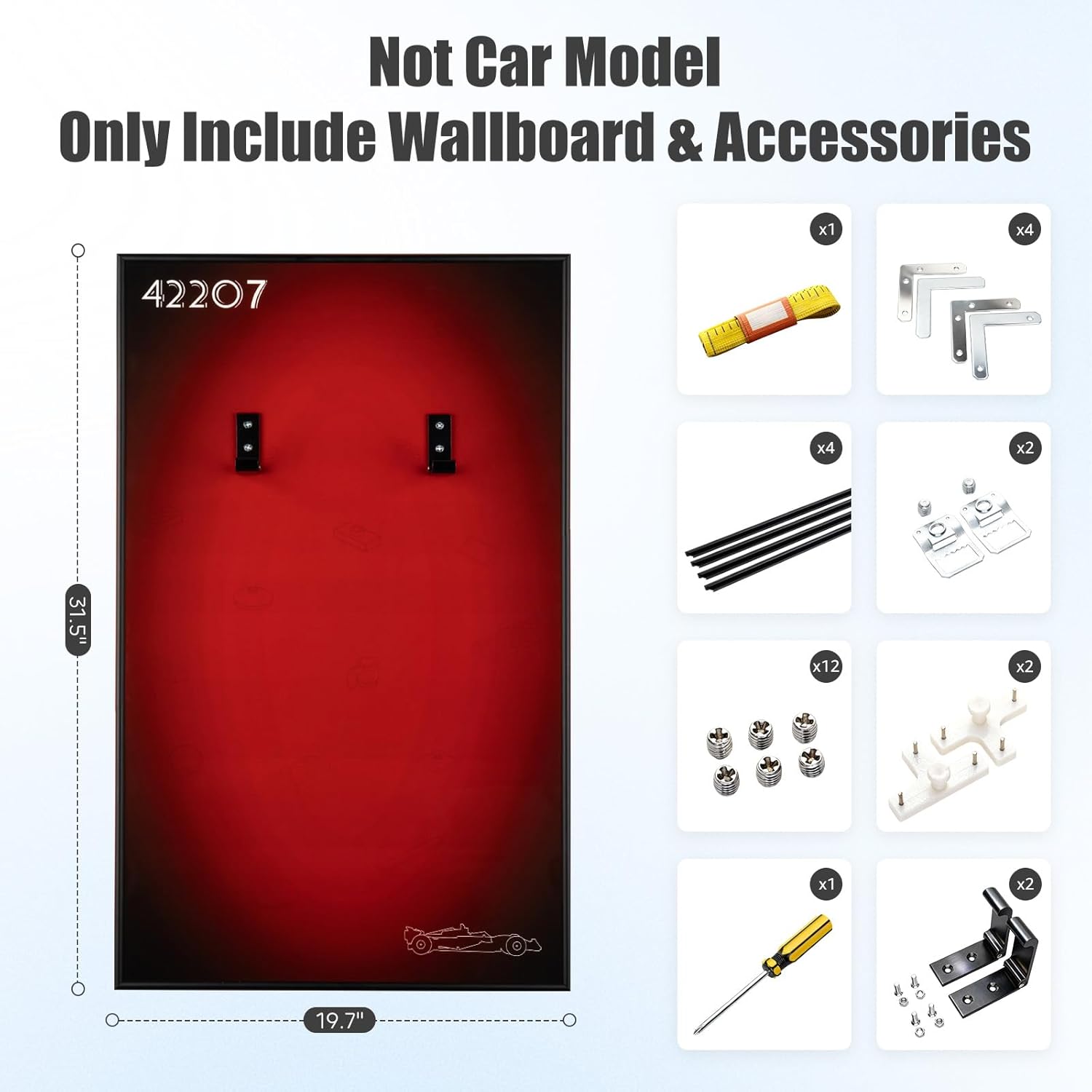 Nitemode Display Wallboard for Lego Technic Ferrari SF-24 F1 Car, Upgraded Wheel Frame Reinforcement, DIY Assembly for Wall Mount Display (ONLY Wall Display Board)