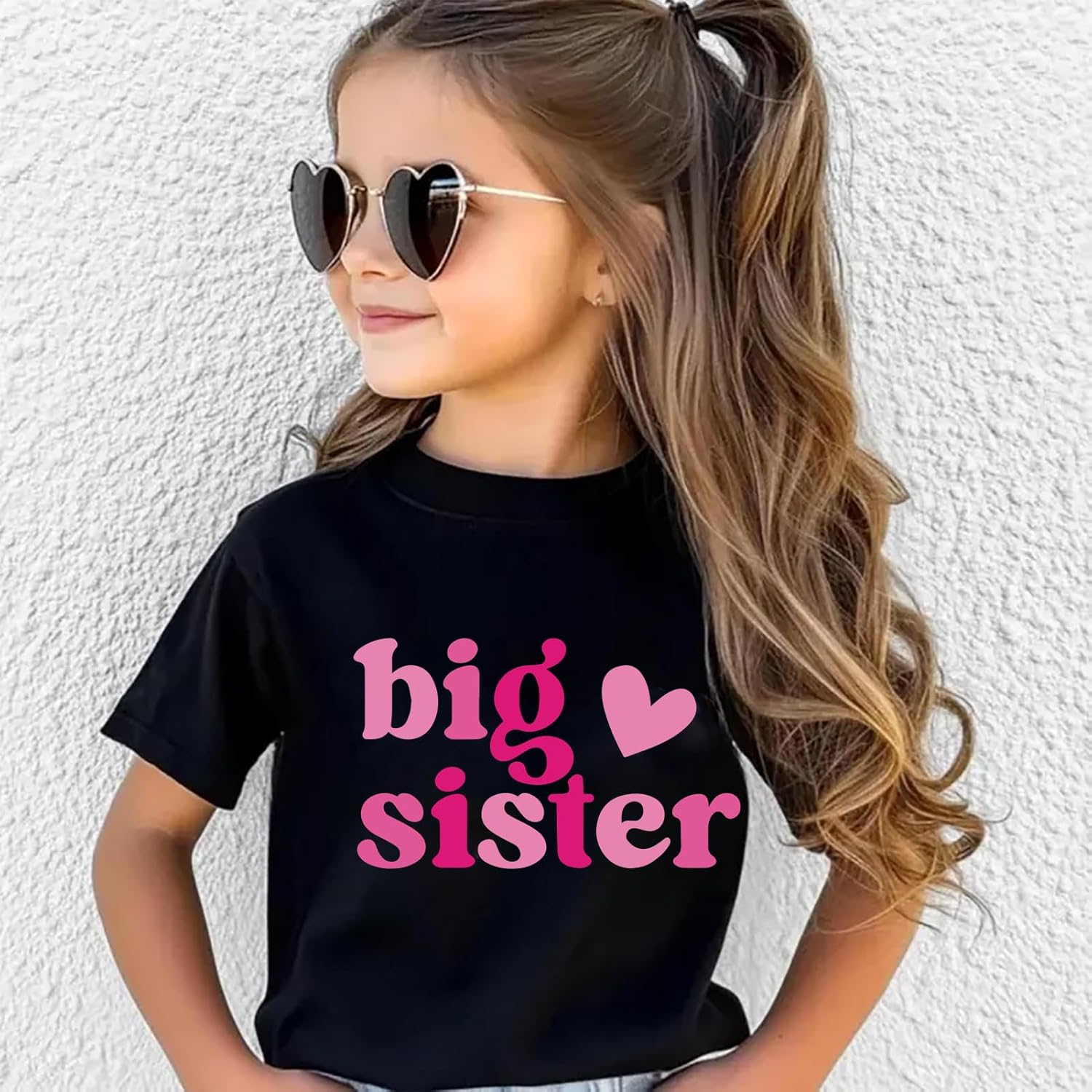 Big Sister Shirt for Girls Toddler Sis Announcement Short Sleeve Graphic Tee Tops - Image 2