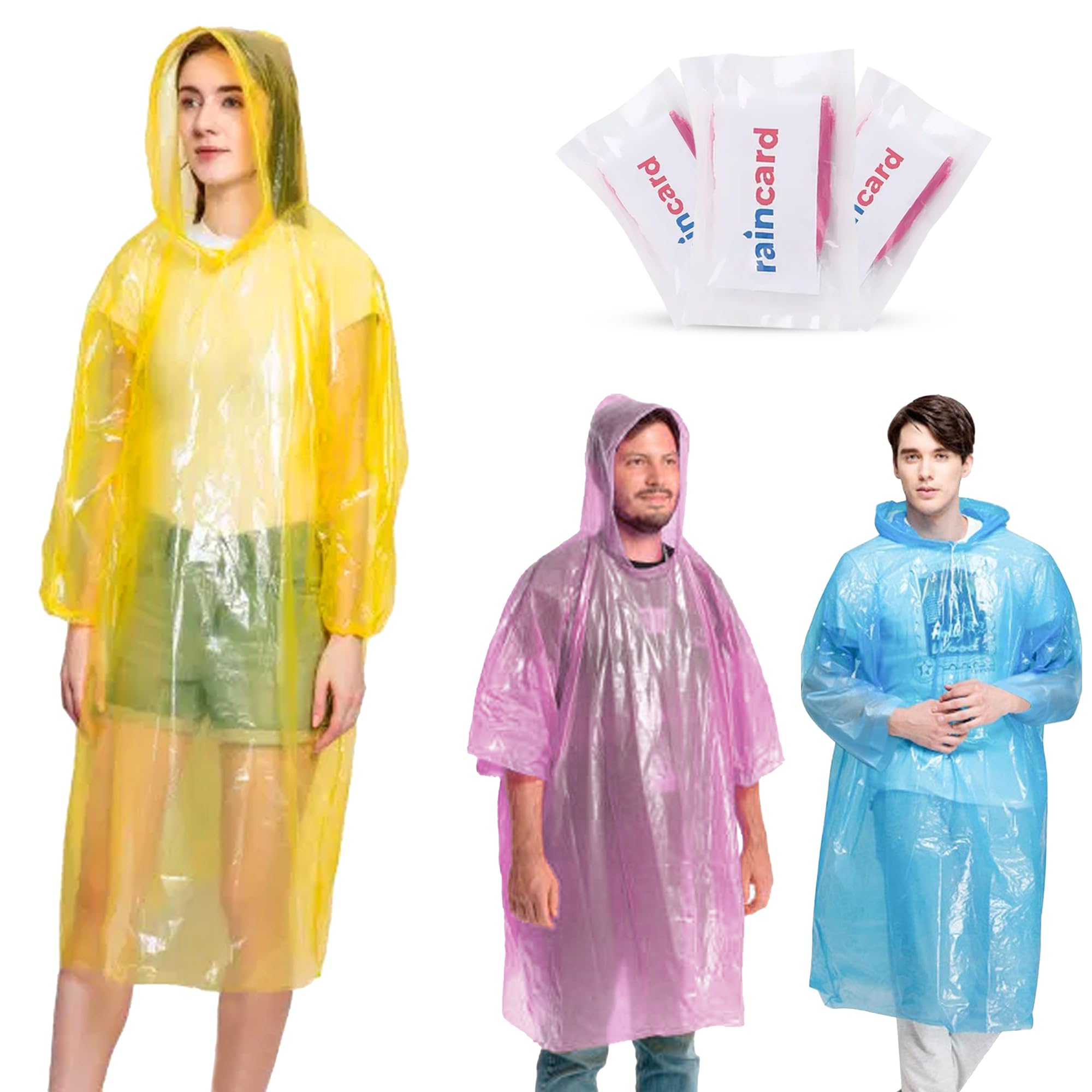 Robustt Poncho Rain Card for Men and Women - Multicolor (Pack of 3) | Emergency Raincoat with Hood | One Size Fits All | Rain and Water Protection-image-29