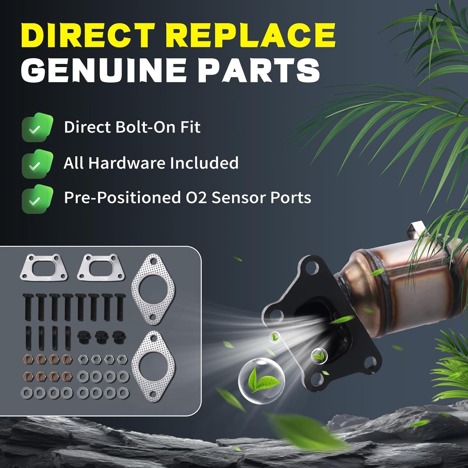 Front & Rear Catalytic Converter Set for 2018-2021 Chevy Traverse & Buick Enclave 3.6L V6, EPA Compliant Replacement 674-067 674-068 50580 50581