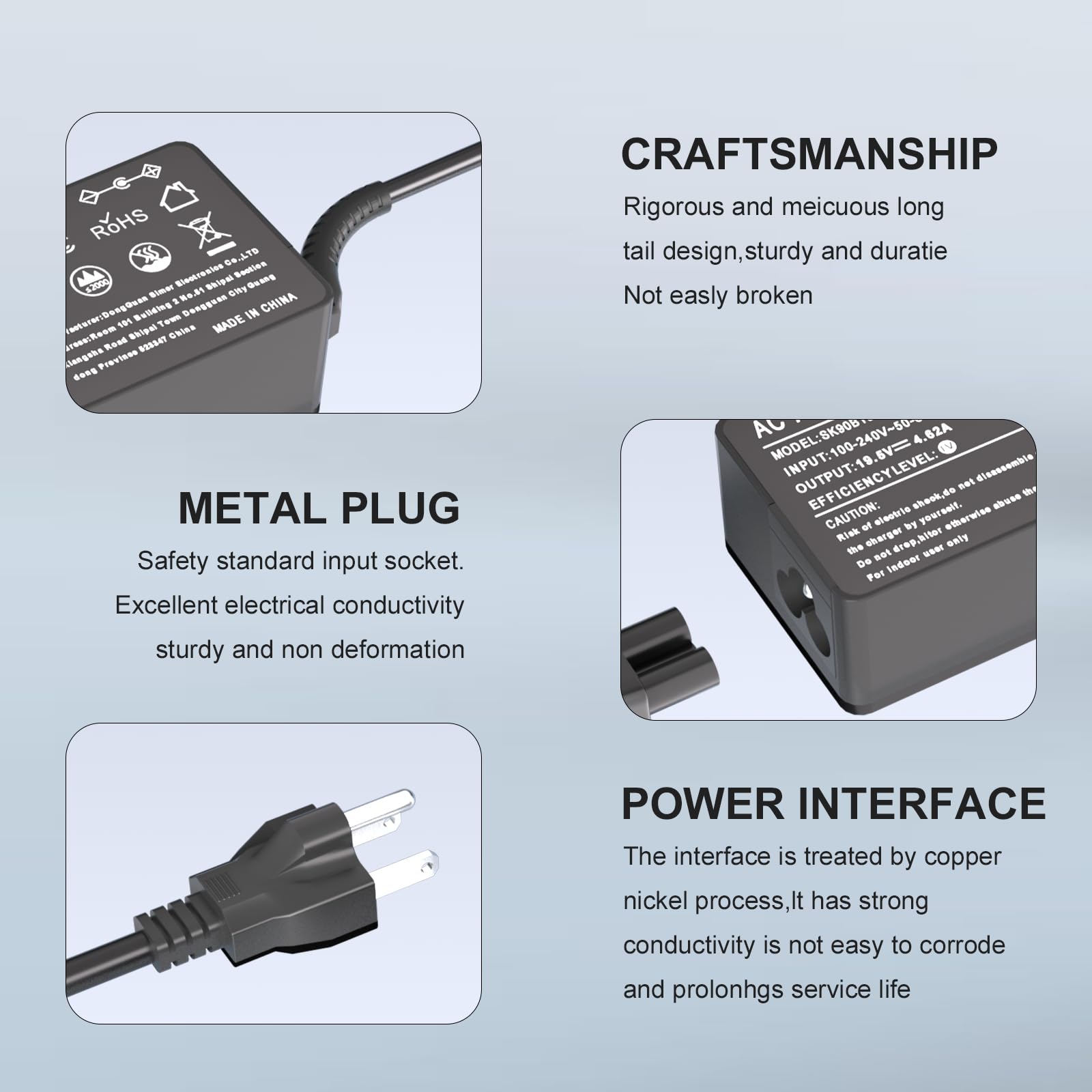 Caricabatterie universale da 90 W compatibile con HP Asus Gateway Acer Lenovo IBM Dell Toshiba Samsung Sony Fujitsu Notebook Ultrabook Chromebook Computer Power Supply Cord Adattatore CA con 16