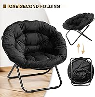 Vista 11 de Silla plegable con platillo, silla Lazy Moon con marco de metal, cómodas sillas de dormitorio para dormitorio, sala de estar, estudio, gris JC